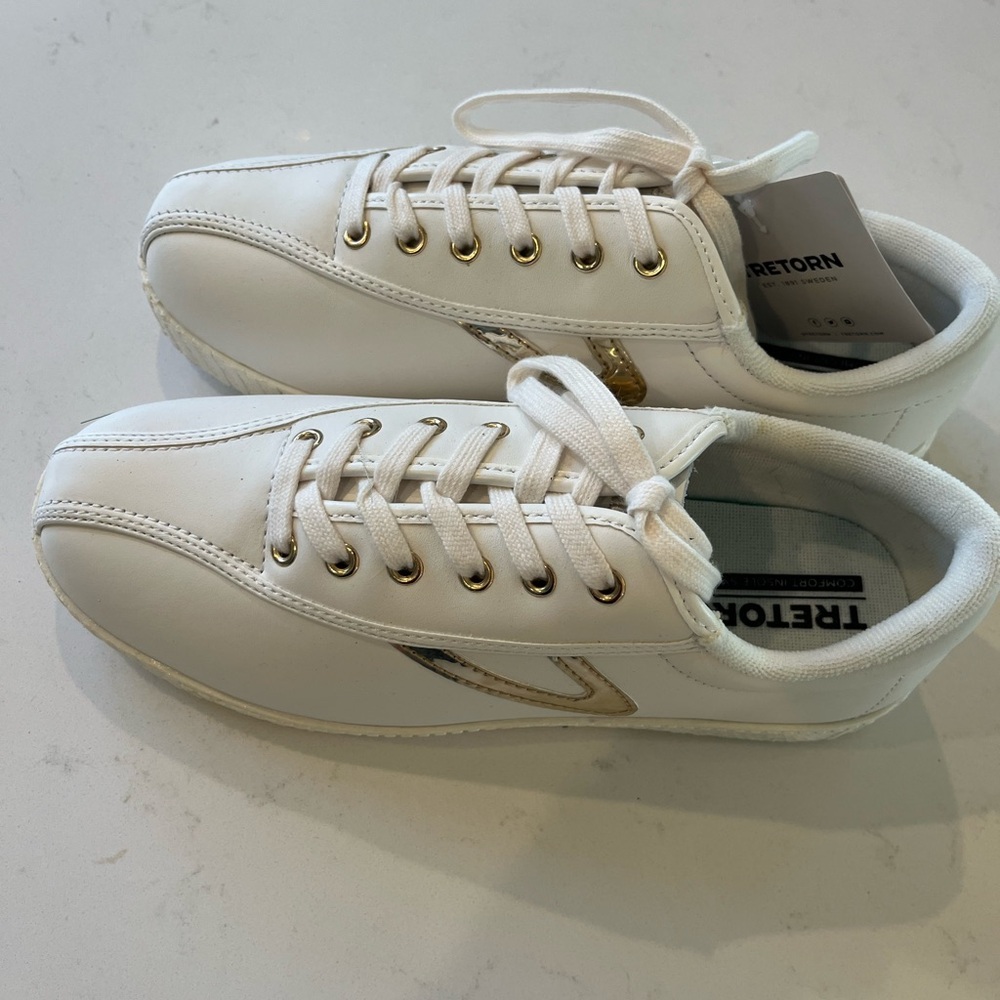 Tretorn Classic Nylite White Sneakers with Gold Details